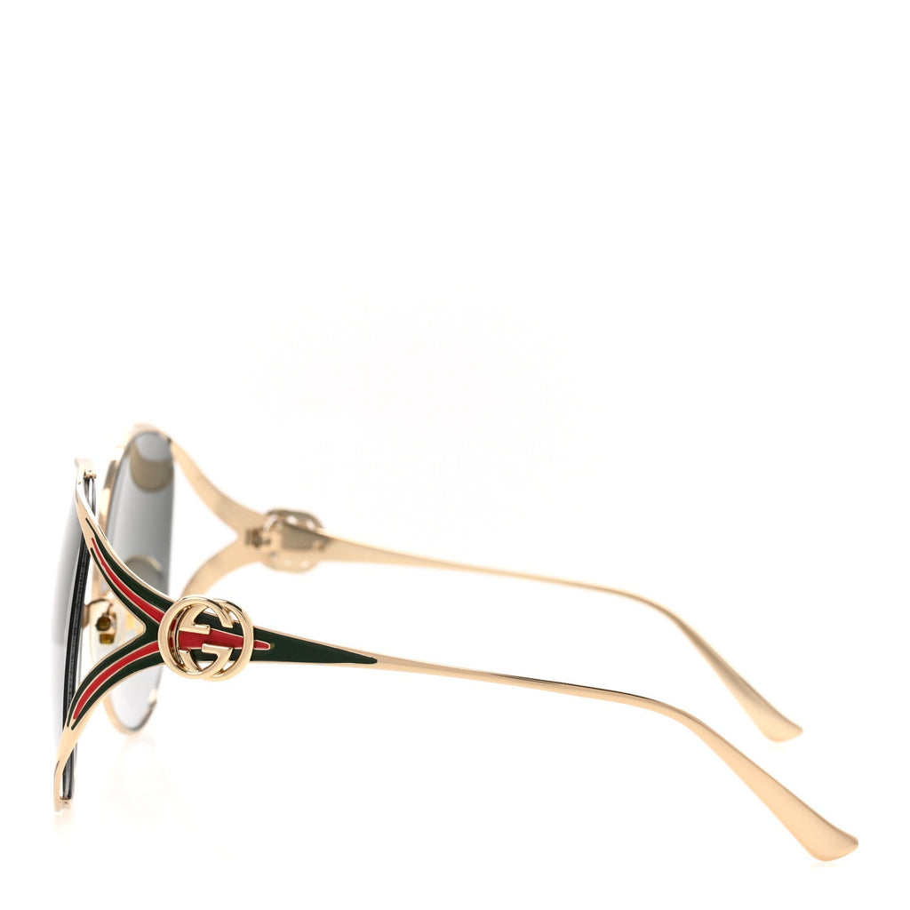 Gucci Metal Oversized Round Frame GG0225S Sunglasses Gold
