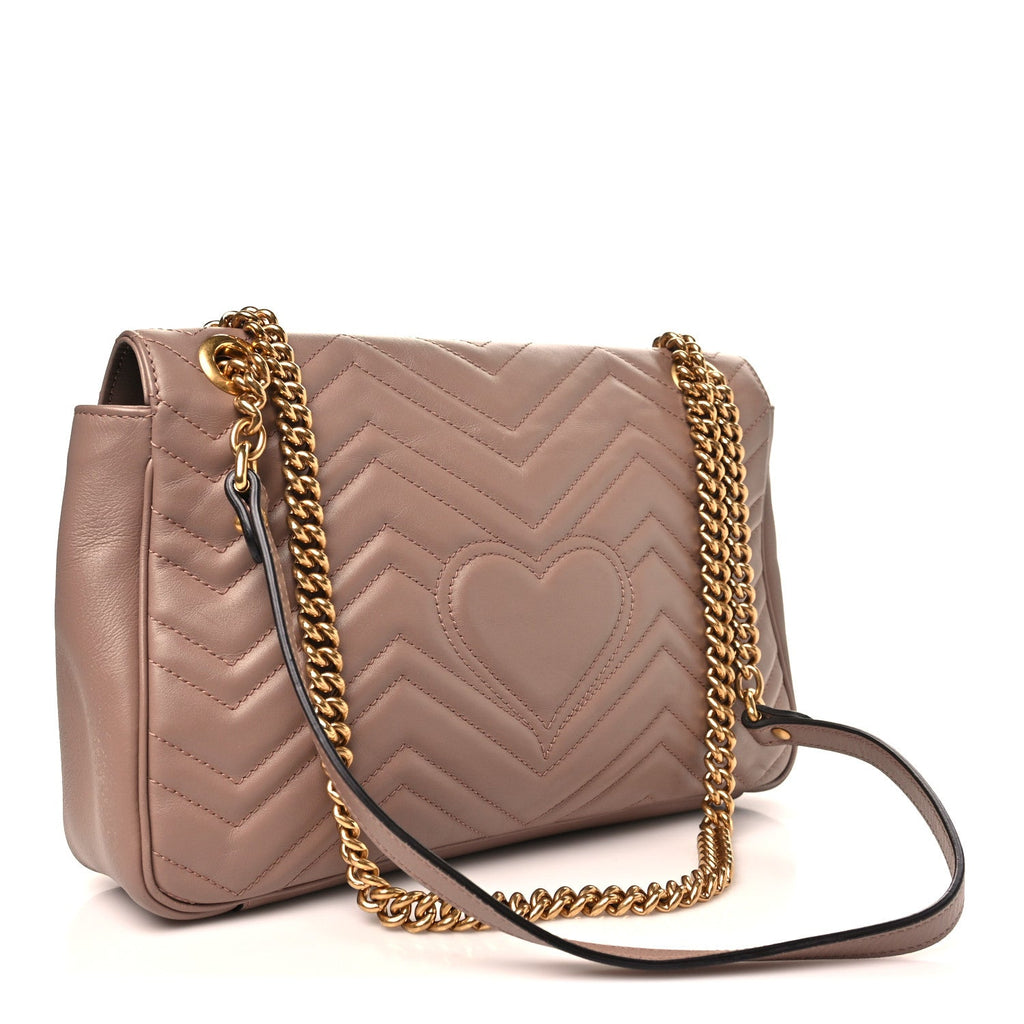 Gucci Calfskin Matelasse Medium GG Marmont Shoulder Bag Porcelain Rose