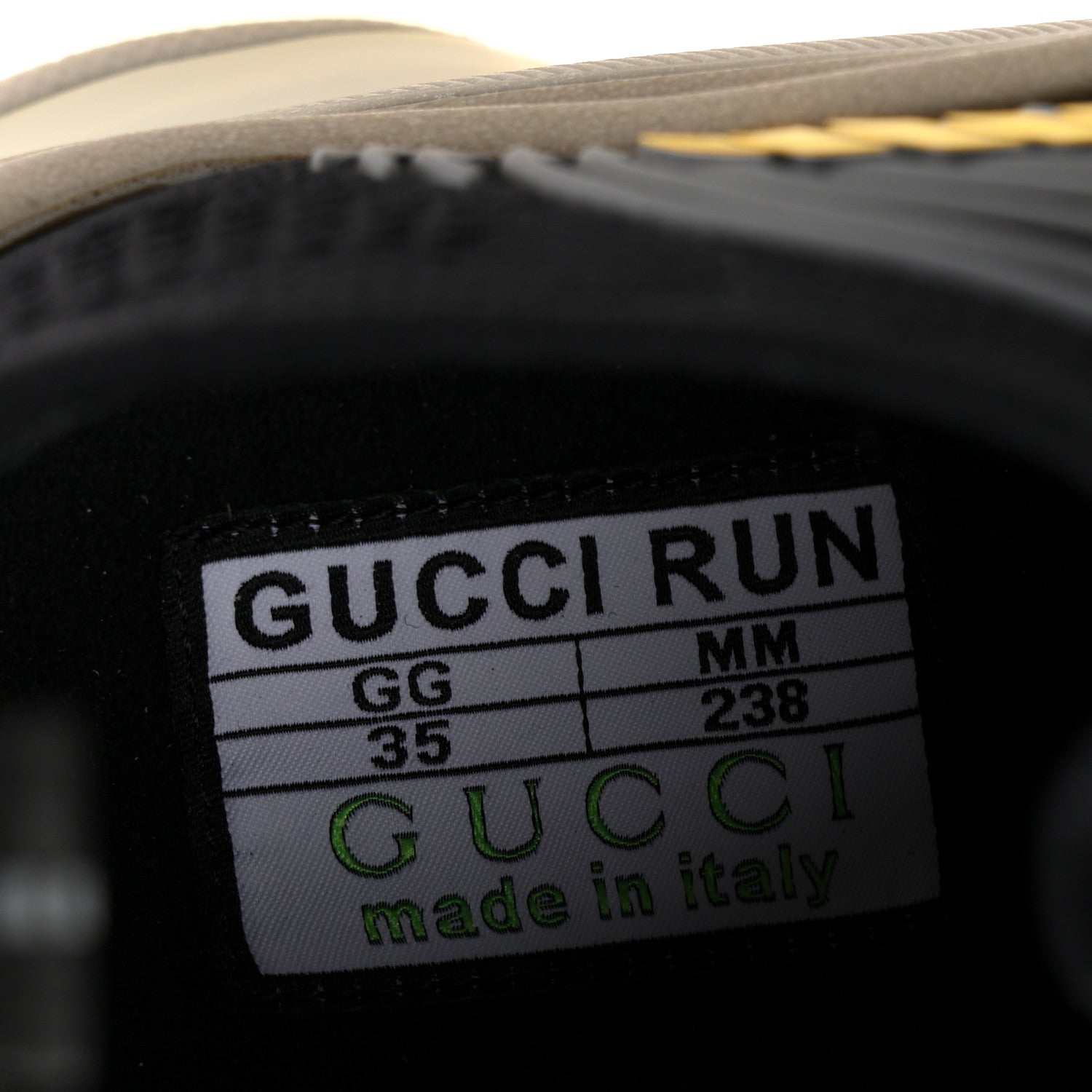 Gucci Technical Knit Fabric Waves Womens Gucci Run Sneakers 35 Black Silver Giallo Neon Yellow