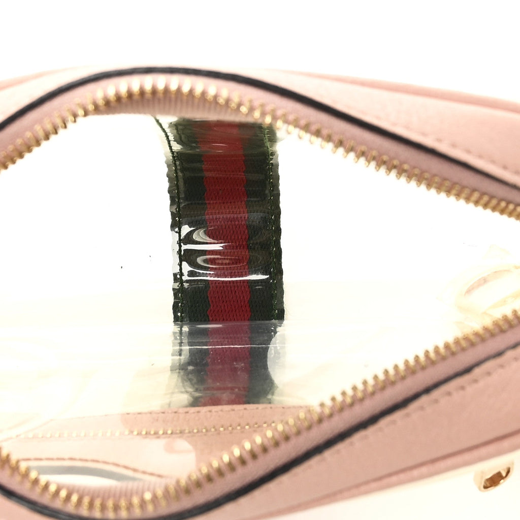 Gucci Vinyl Web Mini Ophidia Transparent Shoulder Bag Perfect Pink