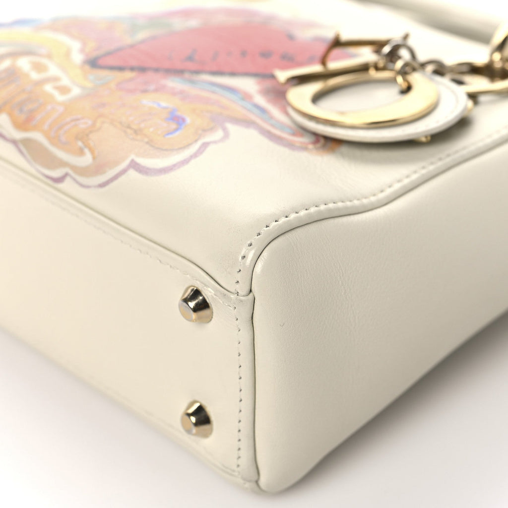 Christian Dior Calfskin Niki De Saint Phalle Dioramour Mini Supple Lady Dior White Multicolor
