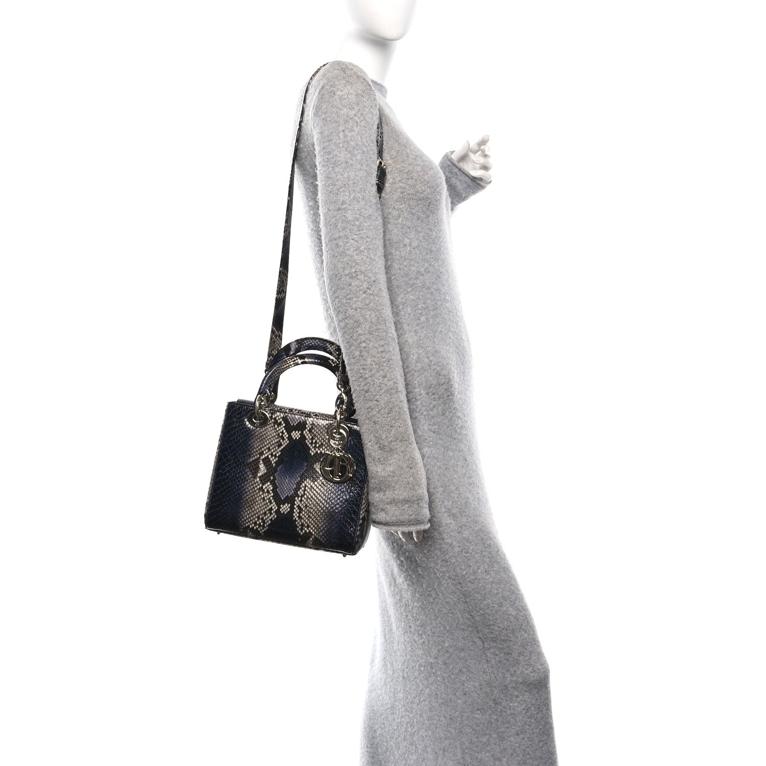 Christian Dior Snakeskin Small Lady Dior Bleu Multicolor