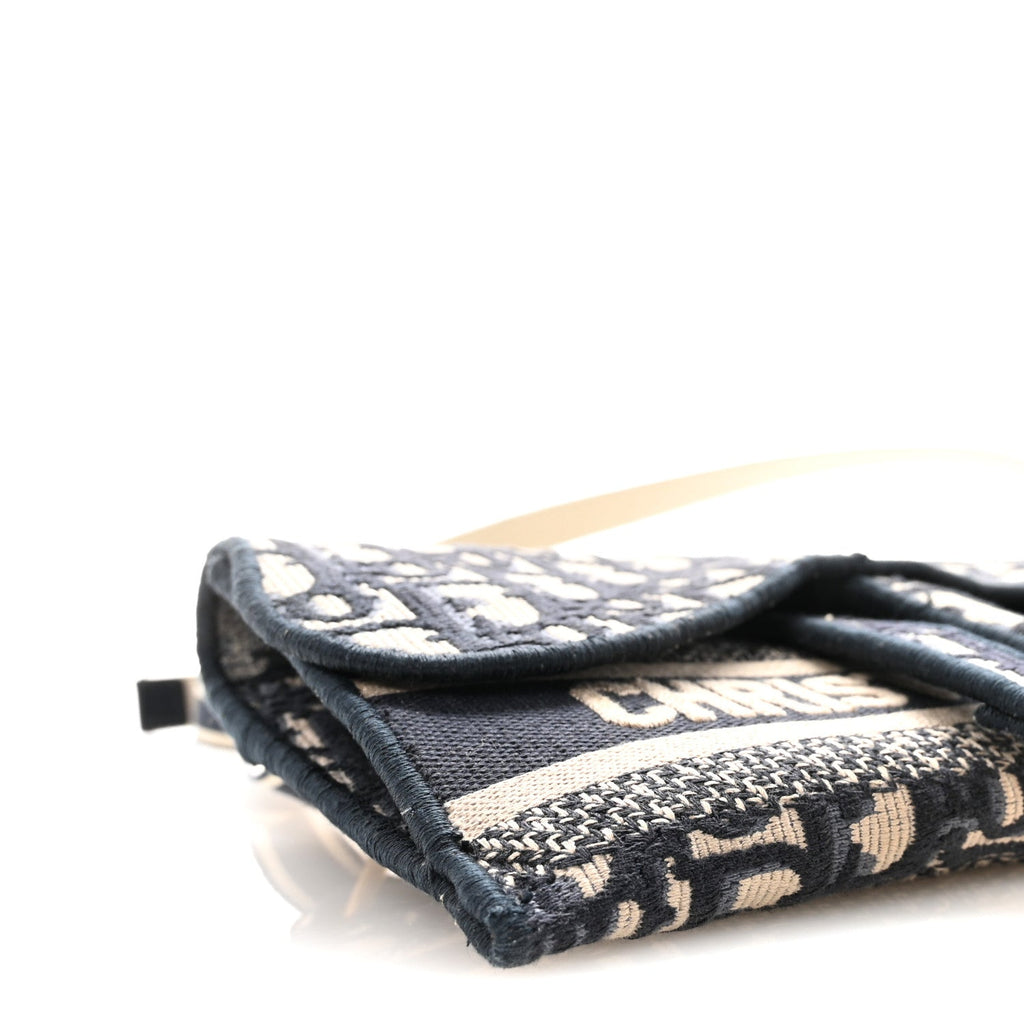 Christian Dior Oblique Slim Saddle Pouch Blue