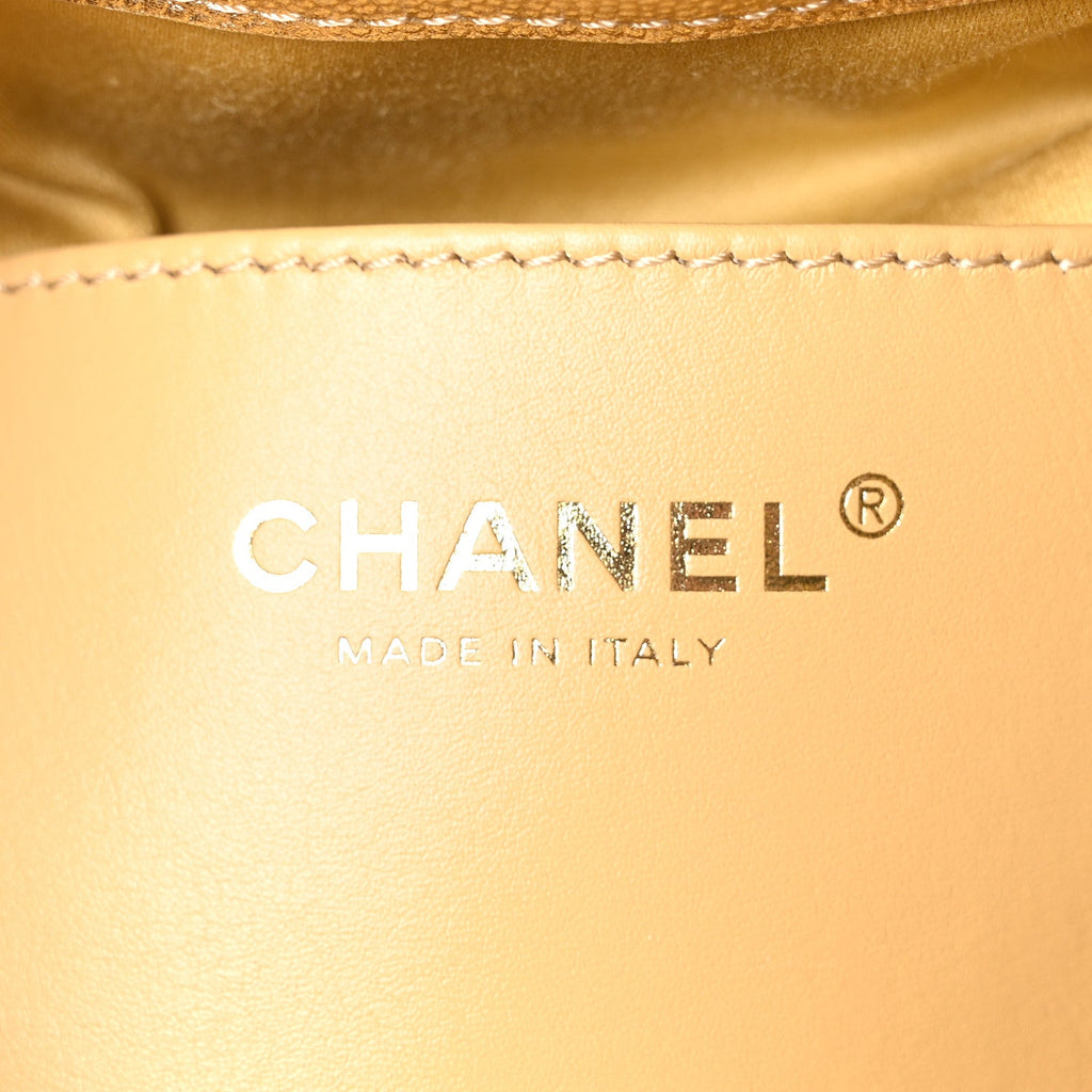 Chanel Metallic Caviar Quilted Mini Chanel 25 Handbag Gold