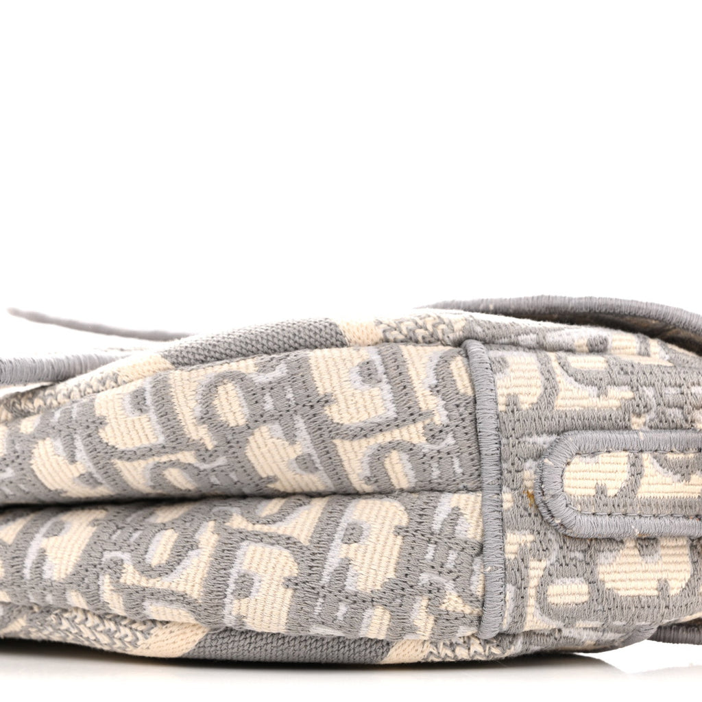 Christian Dior Oblique Embroidered Saddle Bag Gray