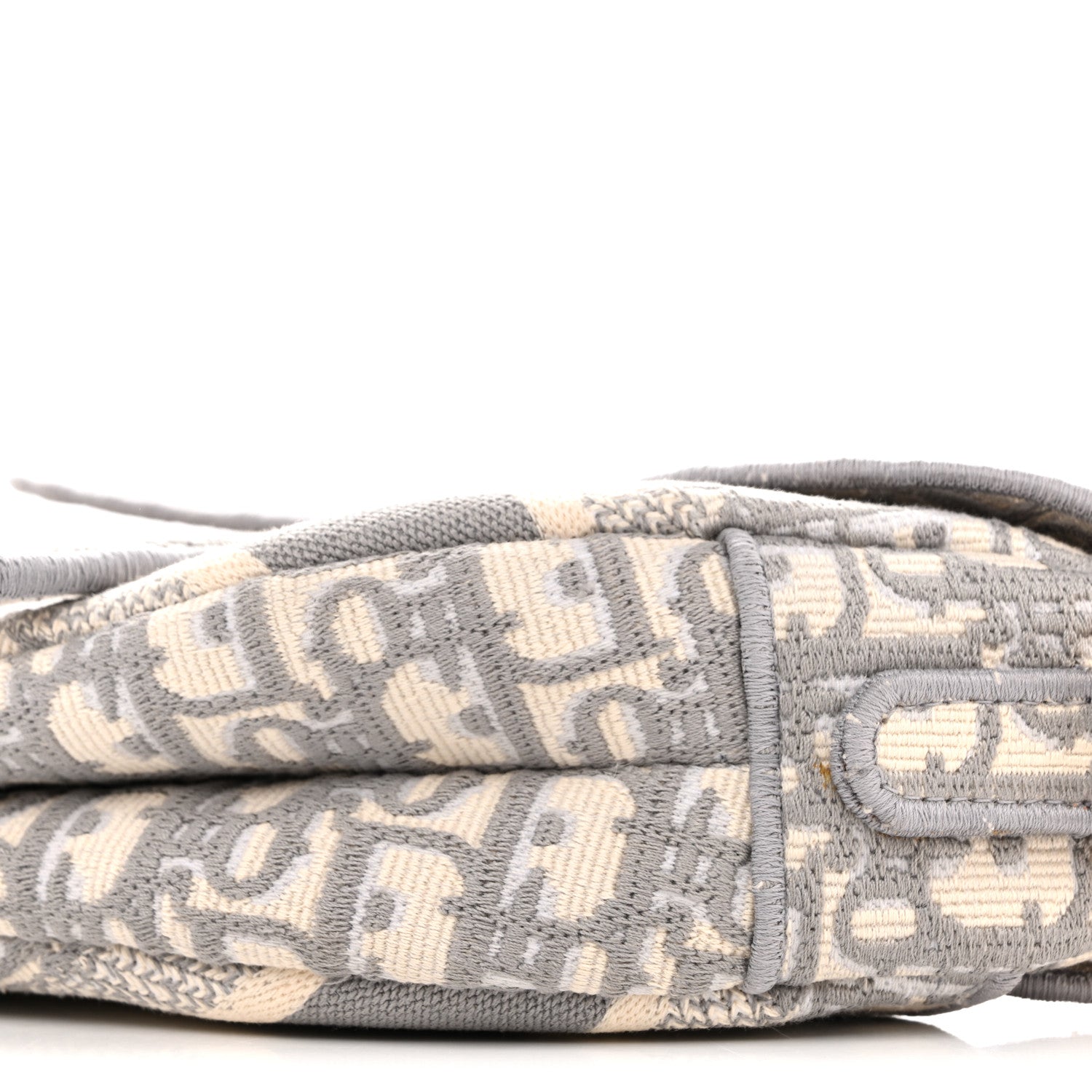 Christian Dior Oblique Embroidered Saddle Bag Gray