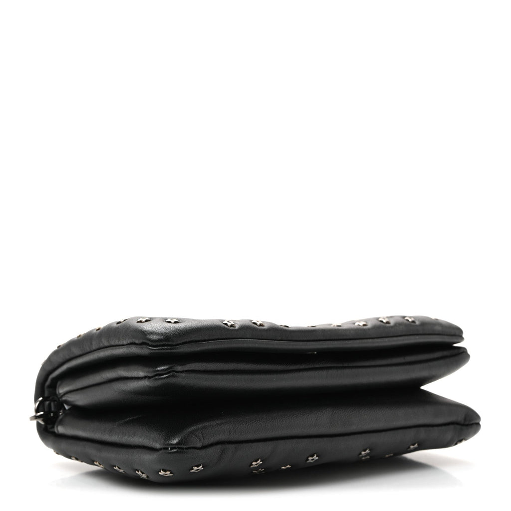 Christian Dior Calfskin Star Motif Macrocannage Mini Caro Bag Black