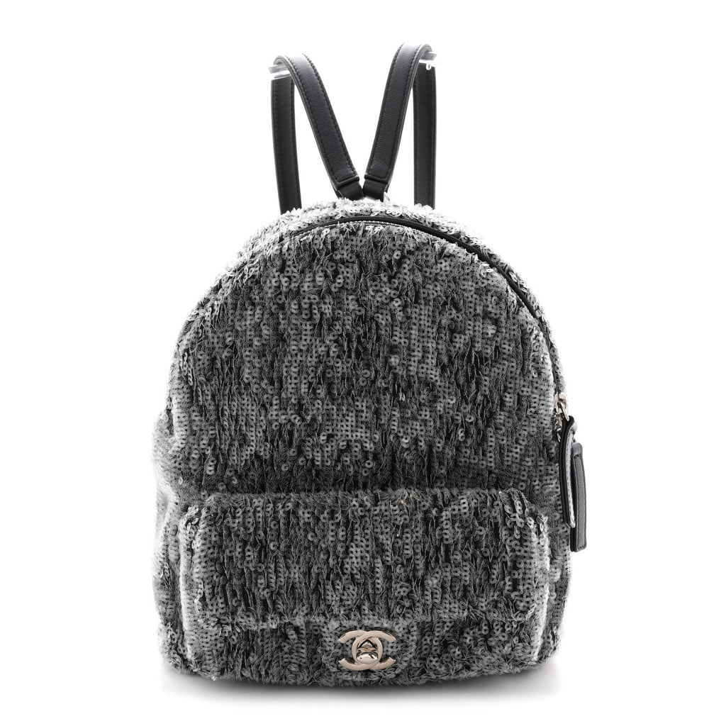 Chanel Sequin Waterfall Backpack Grey