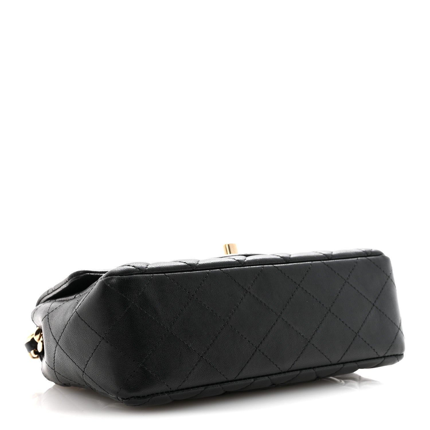 Chanel Lambskin Quilted Mini Coco Charms Rectangular Flap Black
