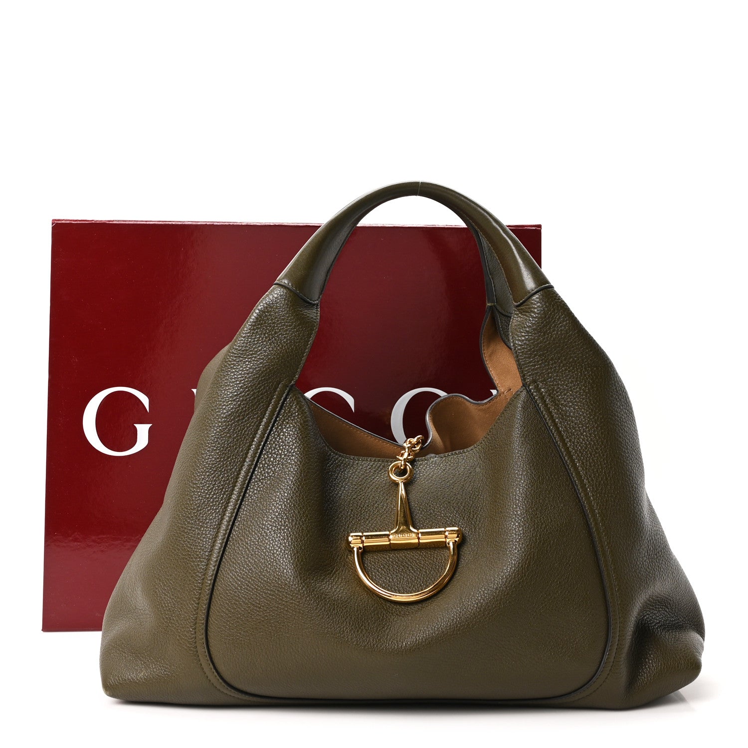 Gucci Grained Calfskin Softbit Maxi Shoulder Bag Forest Green
