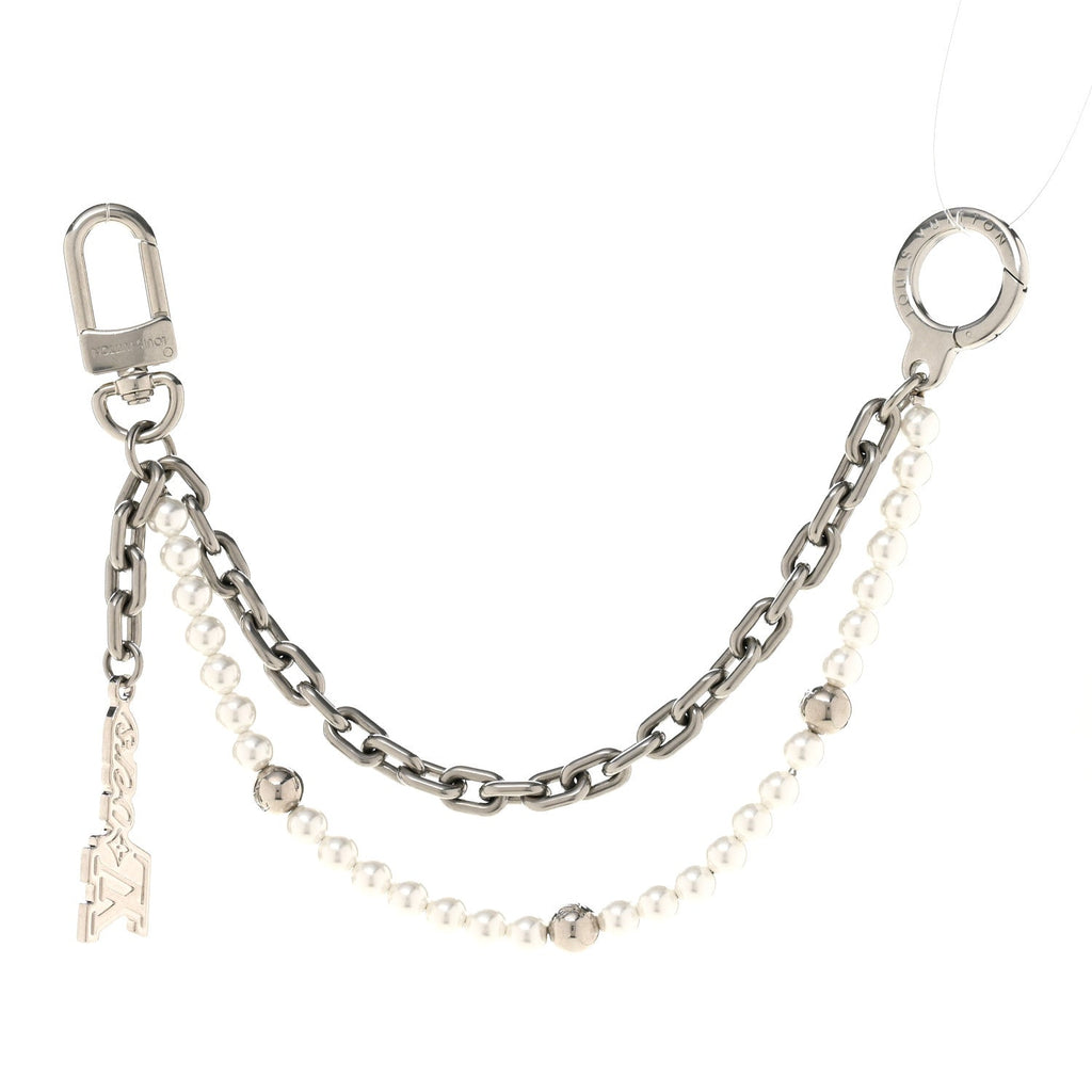 Louis Vuitton Metal Pearls Mini Chain Belt Bag Charm Silver