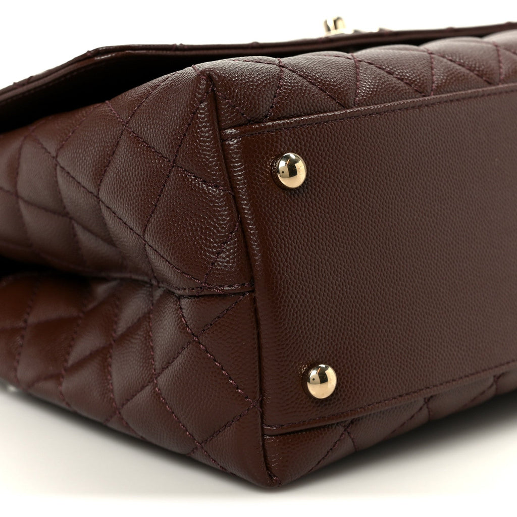 Chanel Caviar Quilted Small Coco Handle Flap Dark Brown