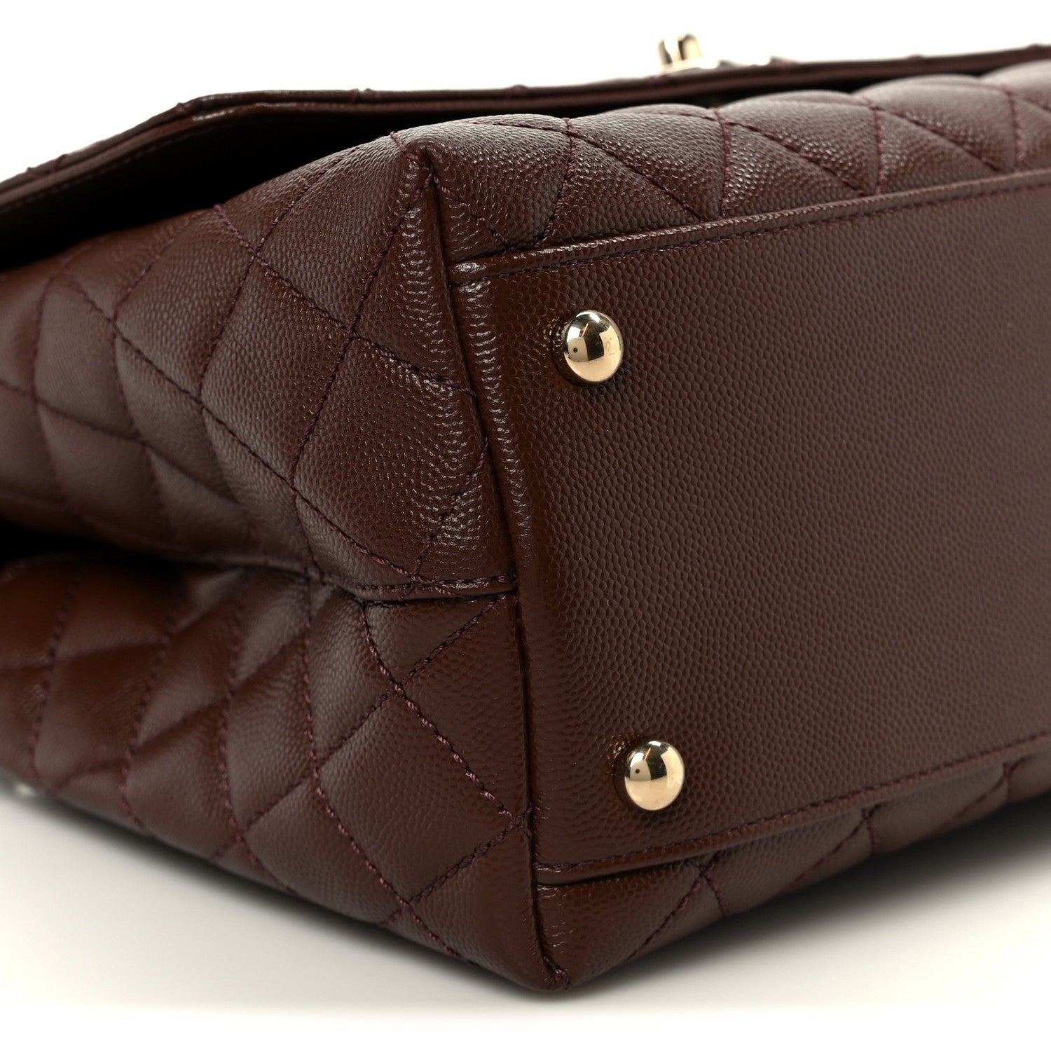 Chanel Caviar Quilted Small Coco Handle Flap Dark Brown