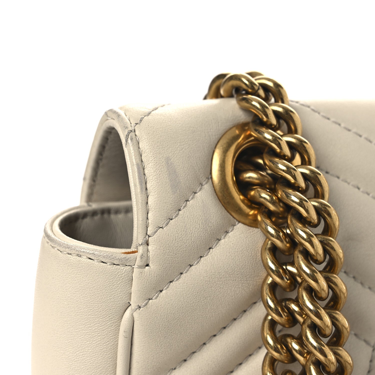 Gucci Calfskin Matelasse Mini GG Marmont Shoulder Bag White