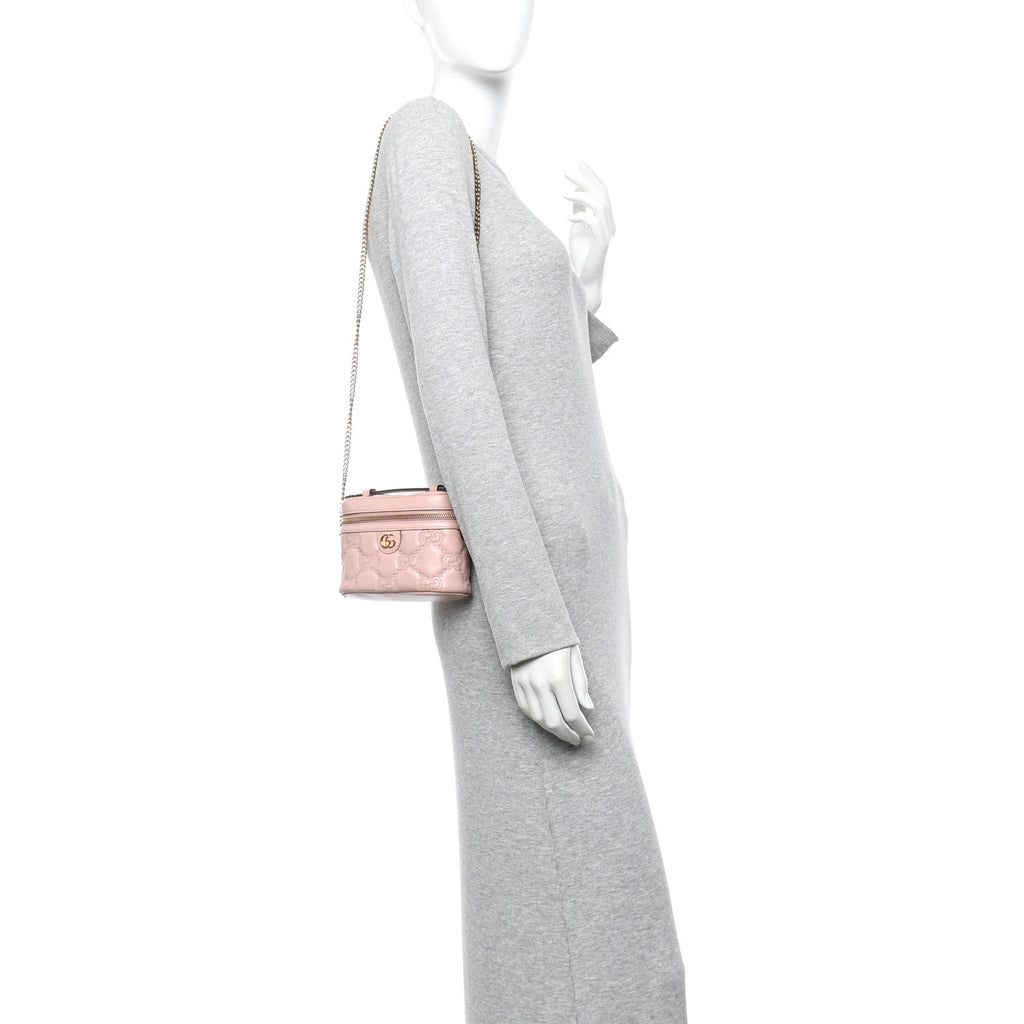 Gucci Calfskin GG Matelasse Mini Top Handle Bag Perfect Pink