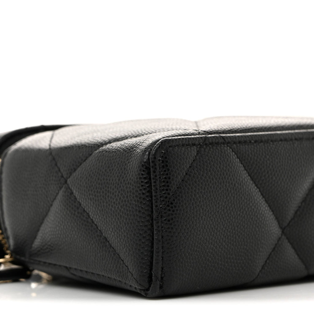 Chanel Caviar Quilted Top Handle Slim Vanity With Chain Black