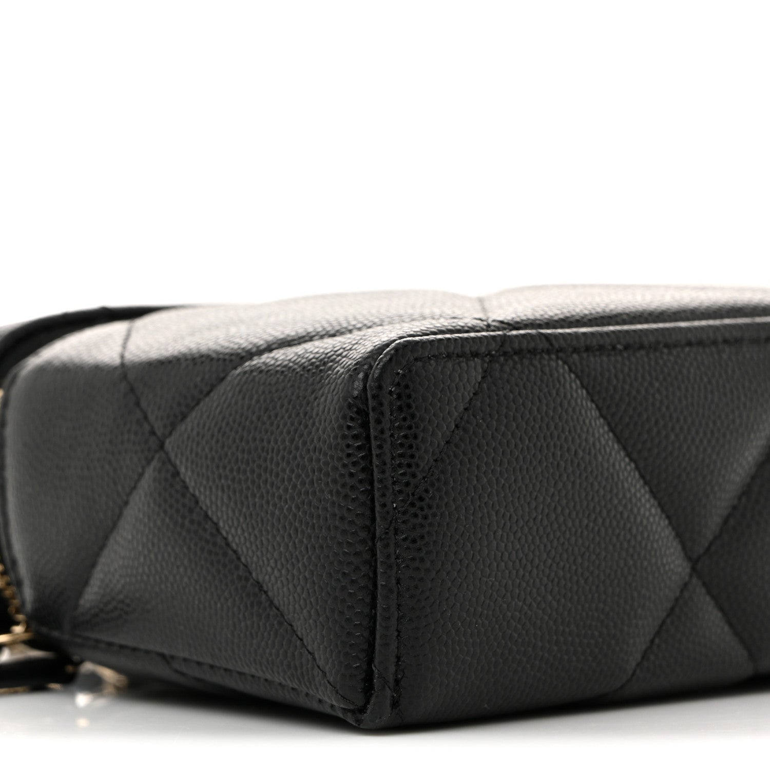 Chanel Caviar Quilted Top Handle Slim Vanity With Chain Black