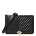Chanel Lambskin Chevron Boy Wallet On Chain WOC Black