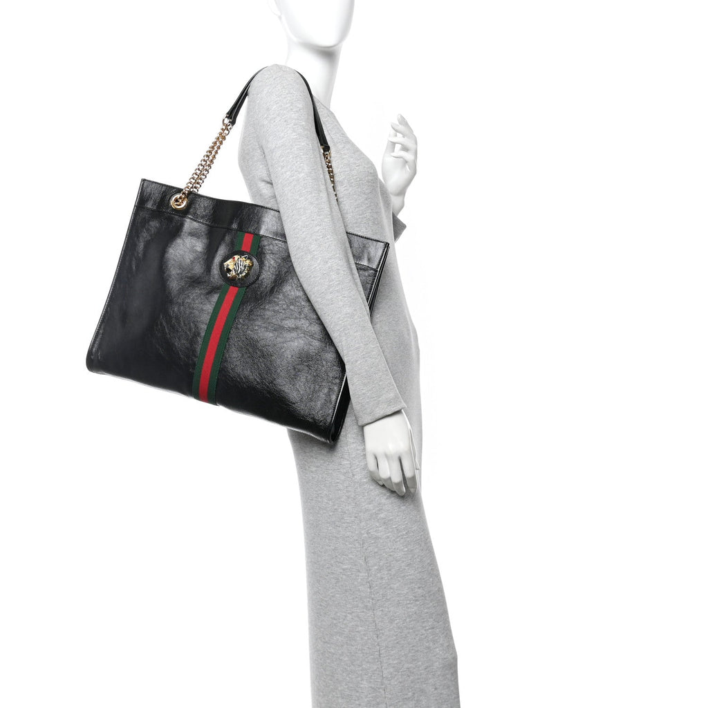 Gucci Calfskin Large Rajah Chain Tote Black