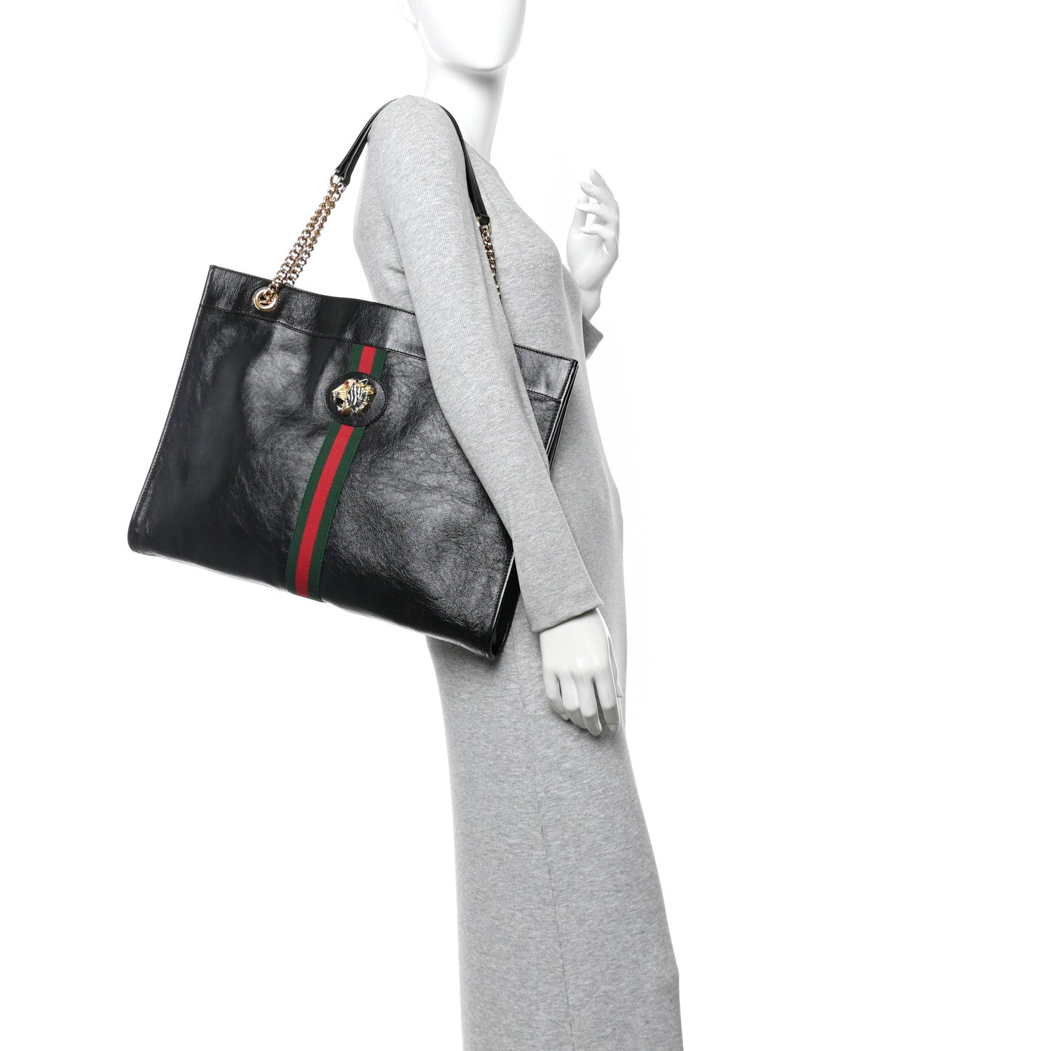 Gucci Calfskin Large Rajah Chain Tote Black