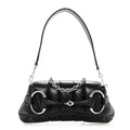 Gucci Nappa Vertical Matelasse Small Maxi Horsebit Chain Shoulder Bag Black