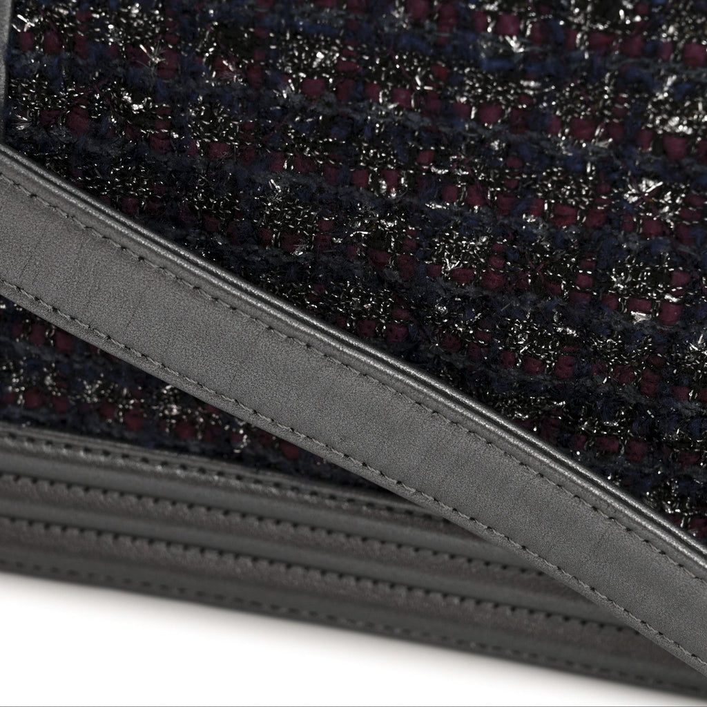 Chanel Tweed Metallic Lambskin Medium Boy Flap Silver