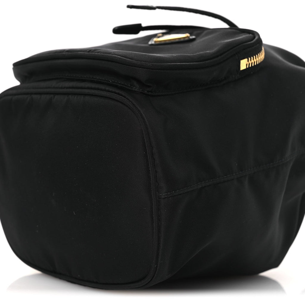 Prada Nylon Vela Saffiano Mini Bucket Crossbody Bag Black