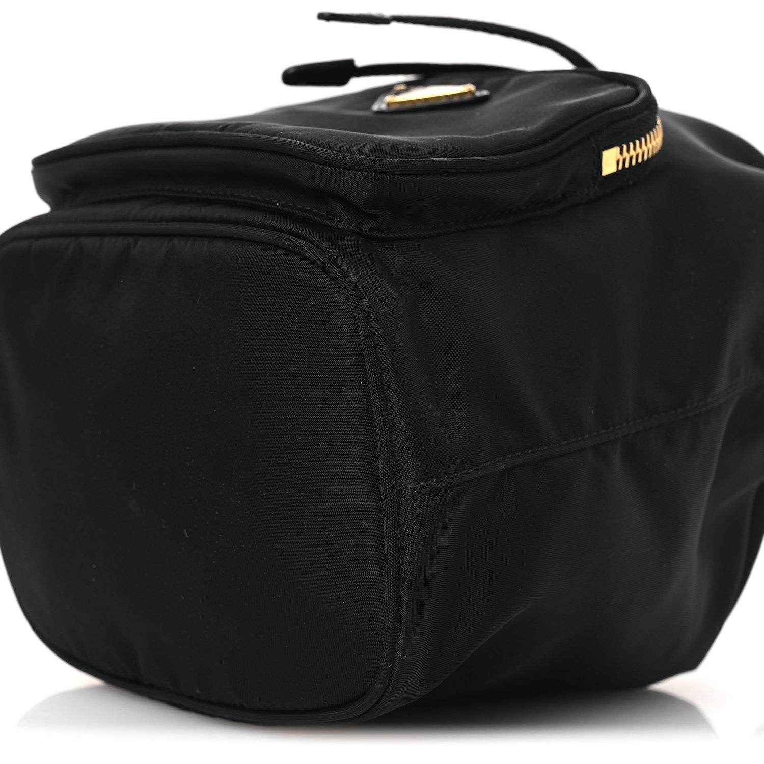 Prada Nylon Vela Saffiano Mini Bucket Crossbody Bag Black