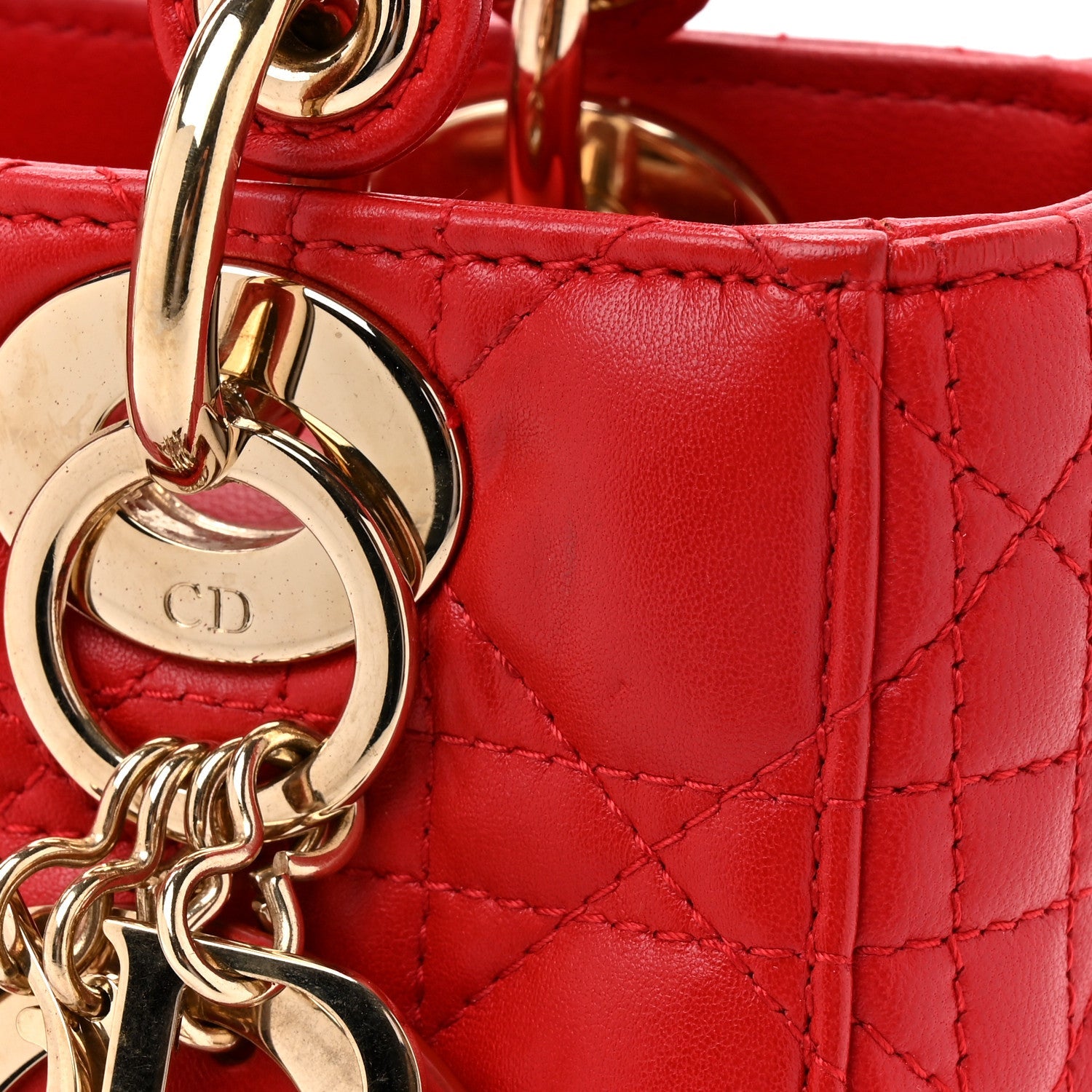 Christian Dior Lambskin Cannage Small My ABCDior Lady Dior Red