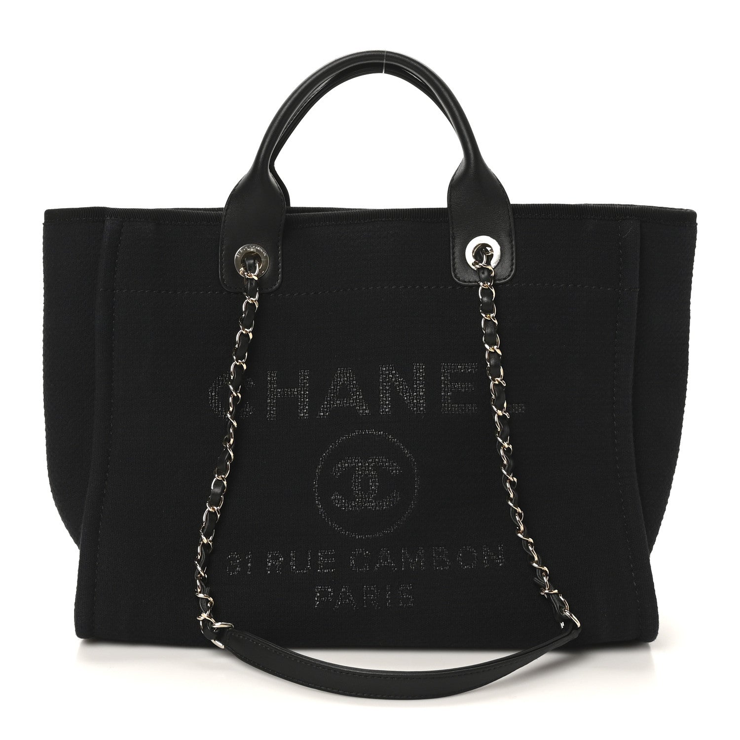 Chanel Mixed Fibers Small Deauville Tote Black