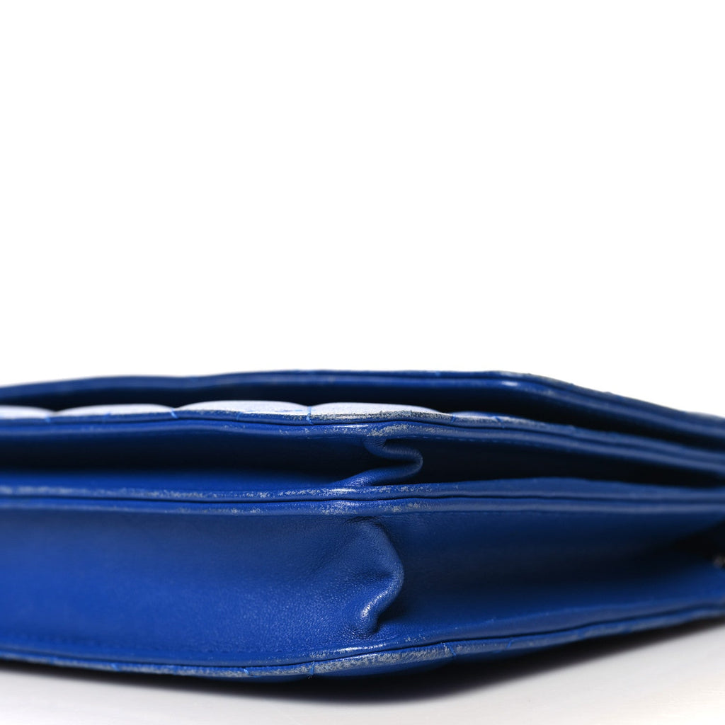 Chanel Lambskin Quilted Square Wallet On Chain WOC Blue