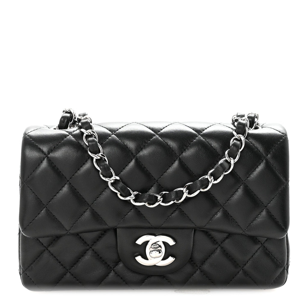 Chanel Lambskin Quilted Mini Rectangular Flap Black