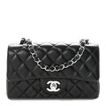 Chanel Lambskin Quilted Mini Rectangular Flap Black