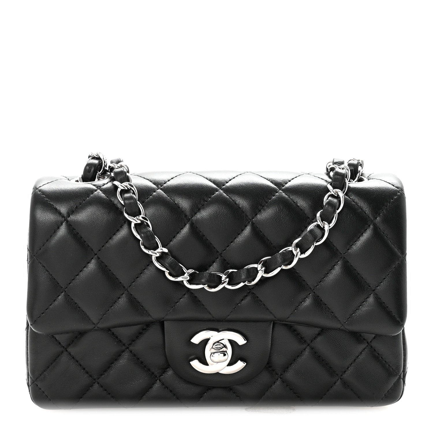 Chanel Lambskin Quilted Mini Rectangular Flap Black