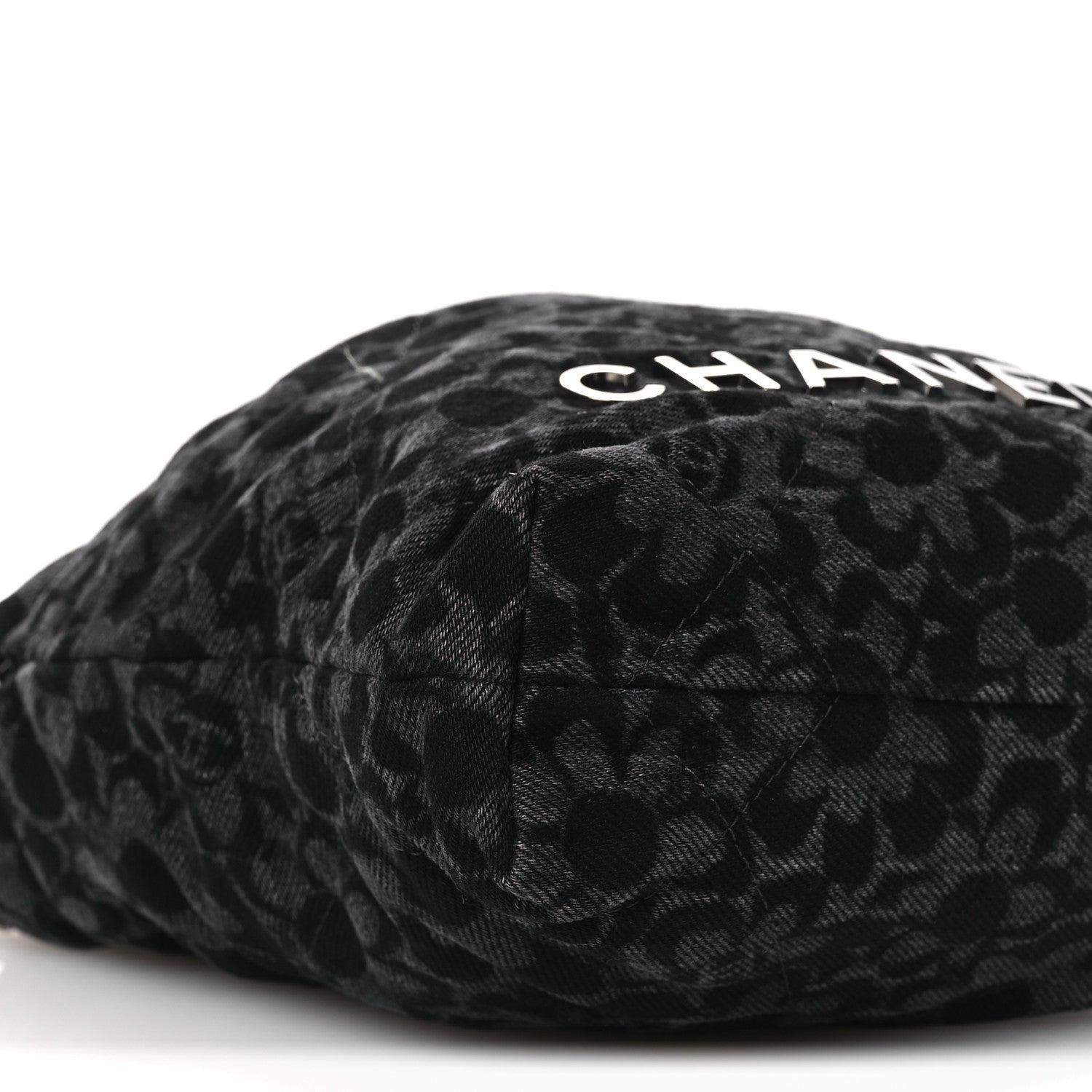 Chanel Denim Quilted Floral Print Mini Chanel 22 Black Grey