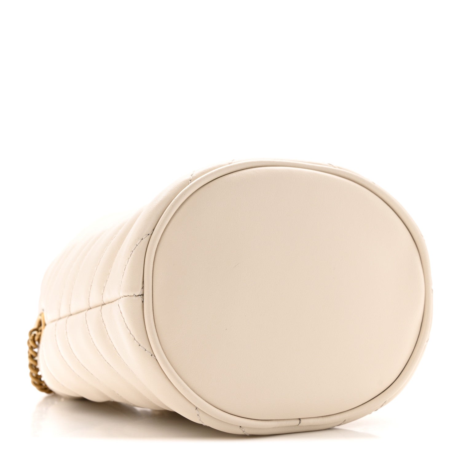 Gucci Calfskin Matelasse Mini GG Marmont 2.0 Bucket Bag White