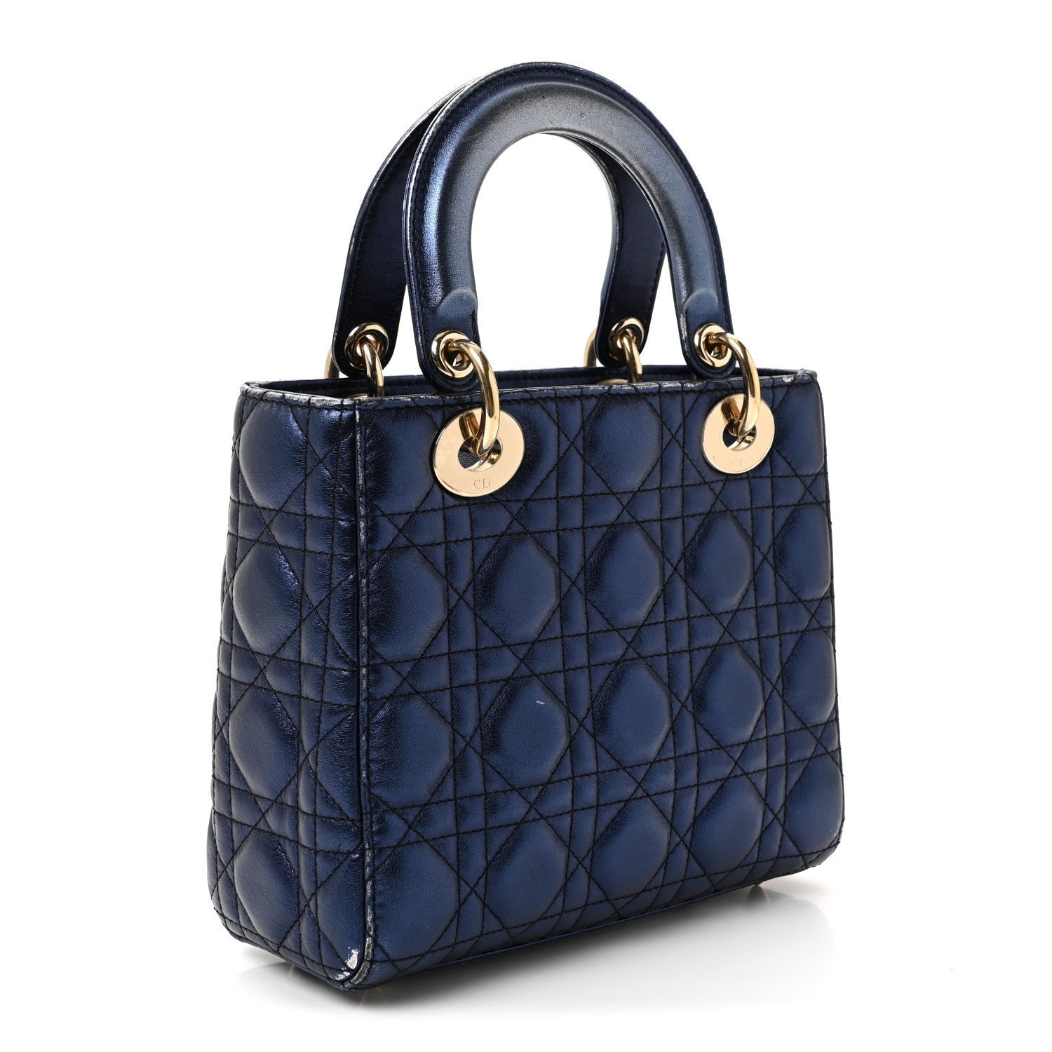Christian Dior Metallic Lambskin Cannage Small My ABCDior Lady Dior Blue