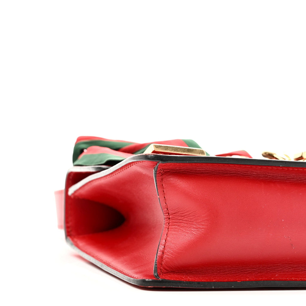 Gucci Calfskin Small Sylvie Shoulder Bag Hibiscus Red