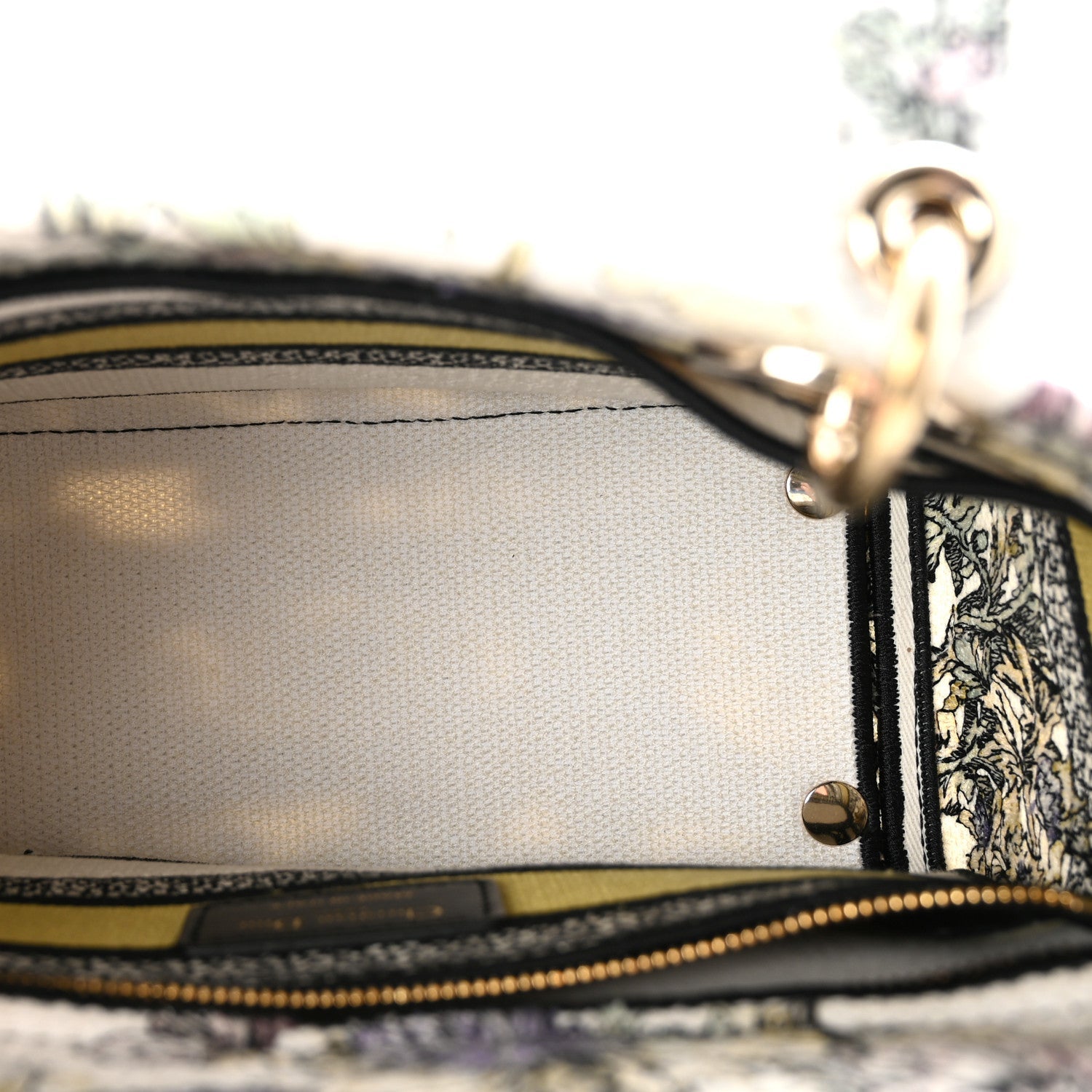 Christian Dior Canvas Embroidered Chardons Toile De Jouy Medium Lady D-Lite Latte Multicolor