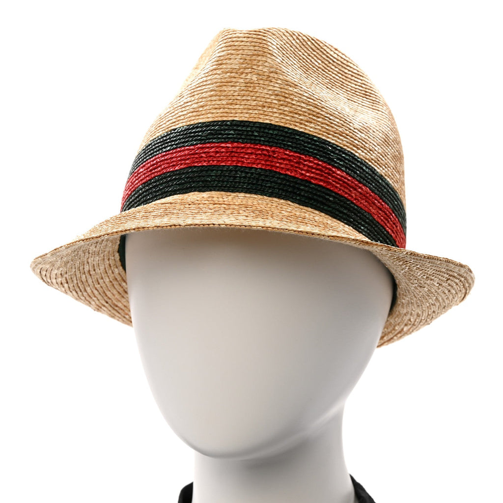 Gucci Abaca Straw Web Fedora Hat M