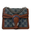 Gucci New Denim GG Monogram Dollar Calfskin Enamel Mini Dionysus Shoulder Bag Blue Tea Cuir Epilog Electric Blue