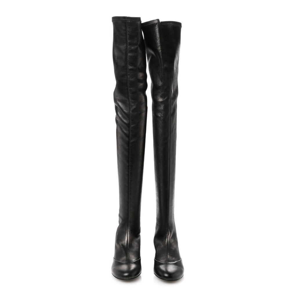 Metallic Lambskin Star Fantasy High Boots 36.5 Dark Grey