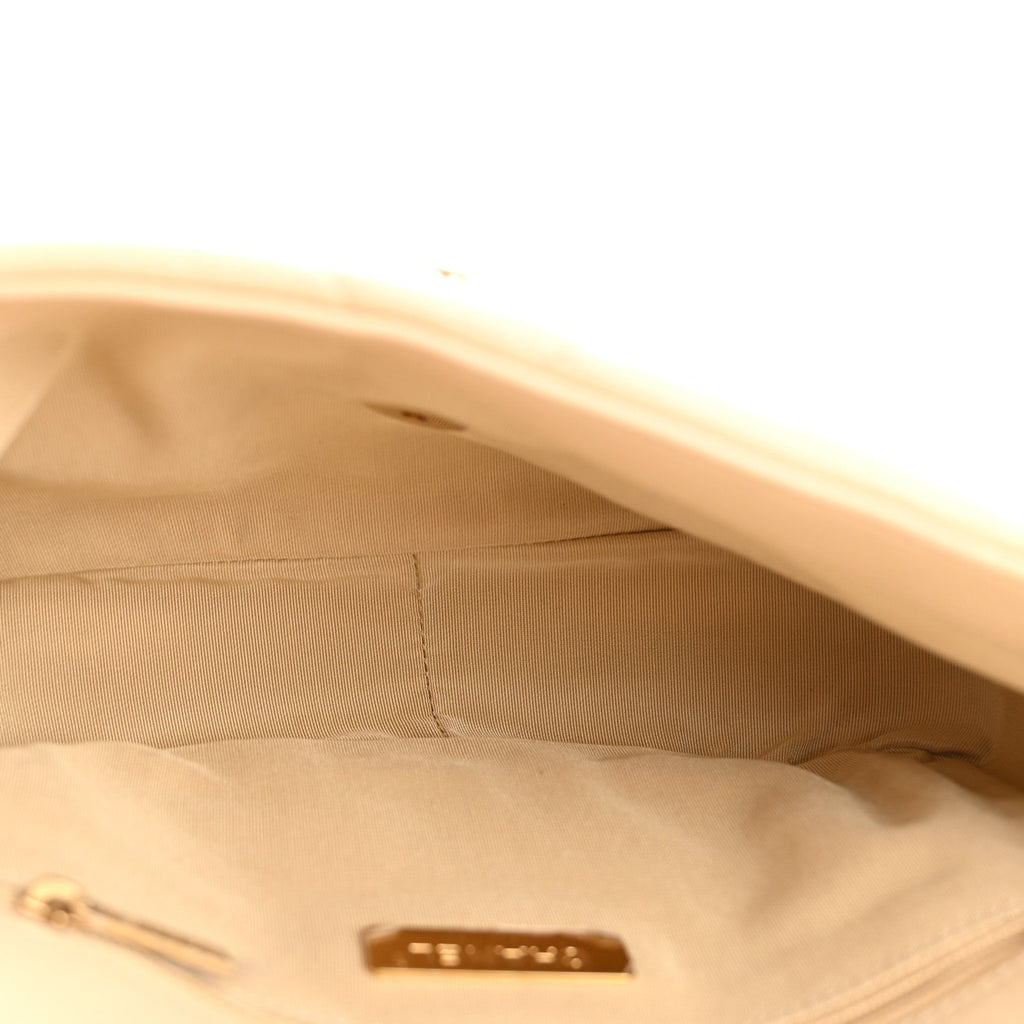 Chanel Lambskin Quilted Medium Chanel 19 Flap Beige