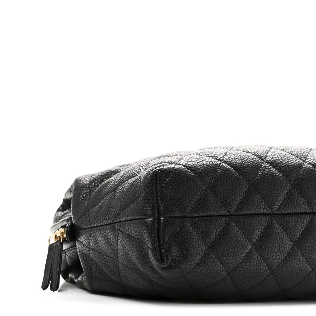 Chanel Shiny Caviar Quilted Large Bowling Bag Black