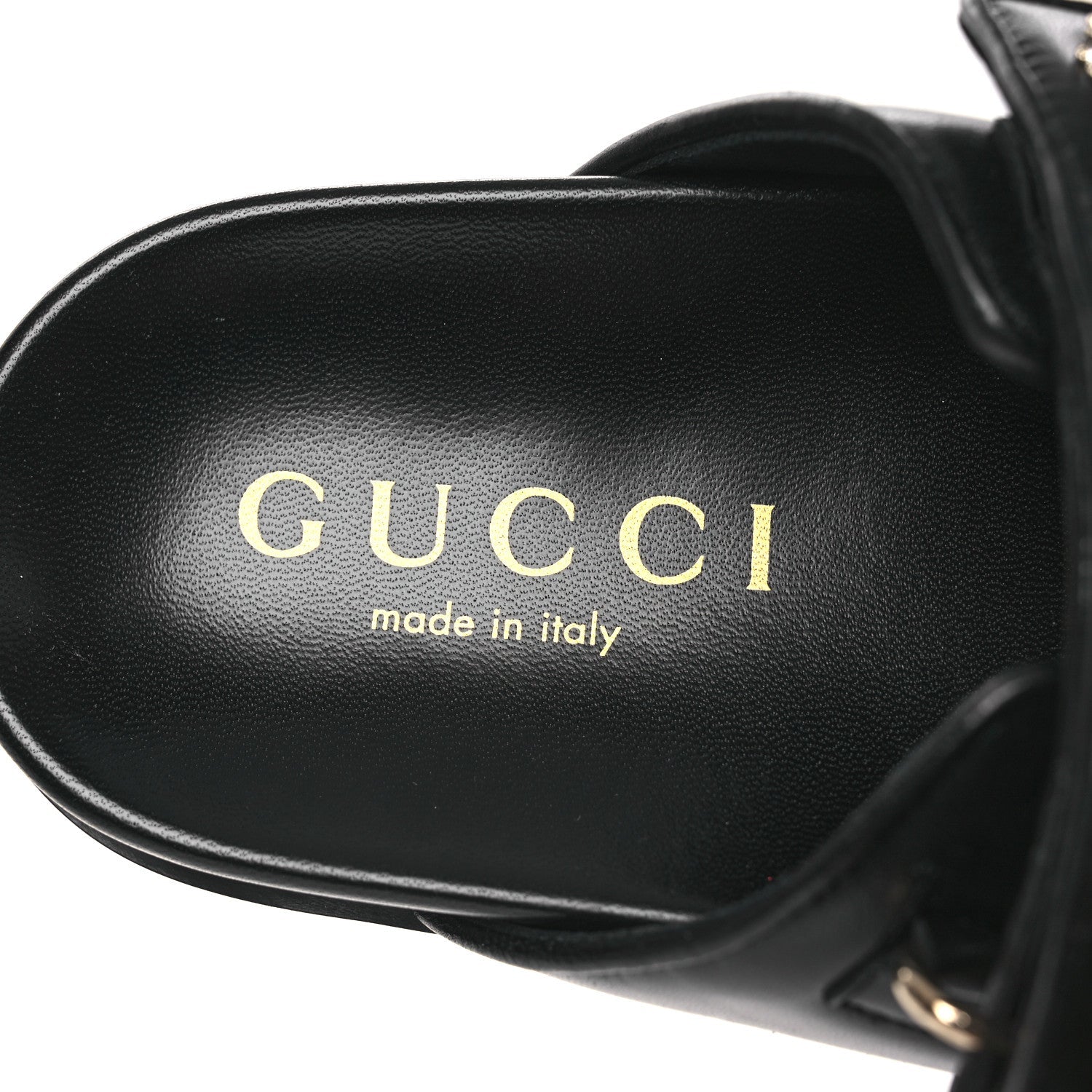 Gucci Nappa Double G Crystal Womens Isla Dad Sandals 38 Black