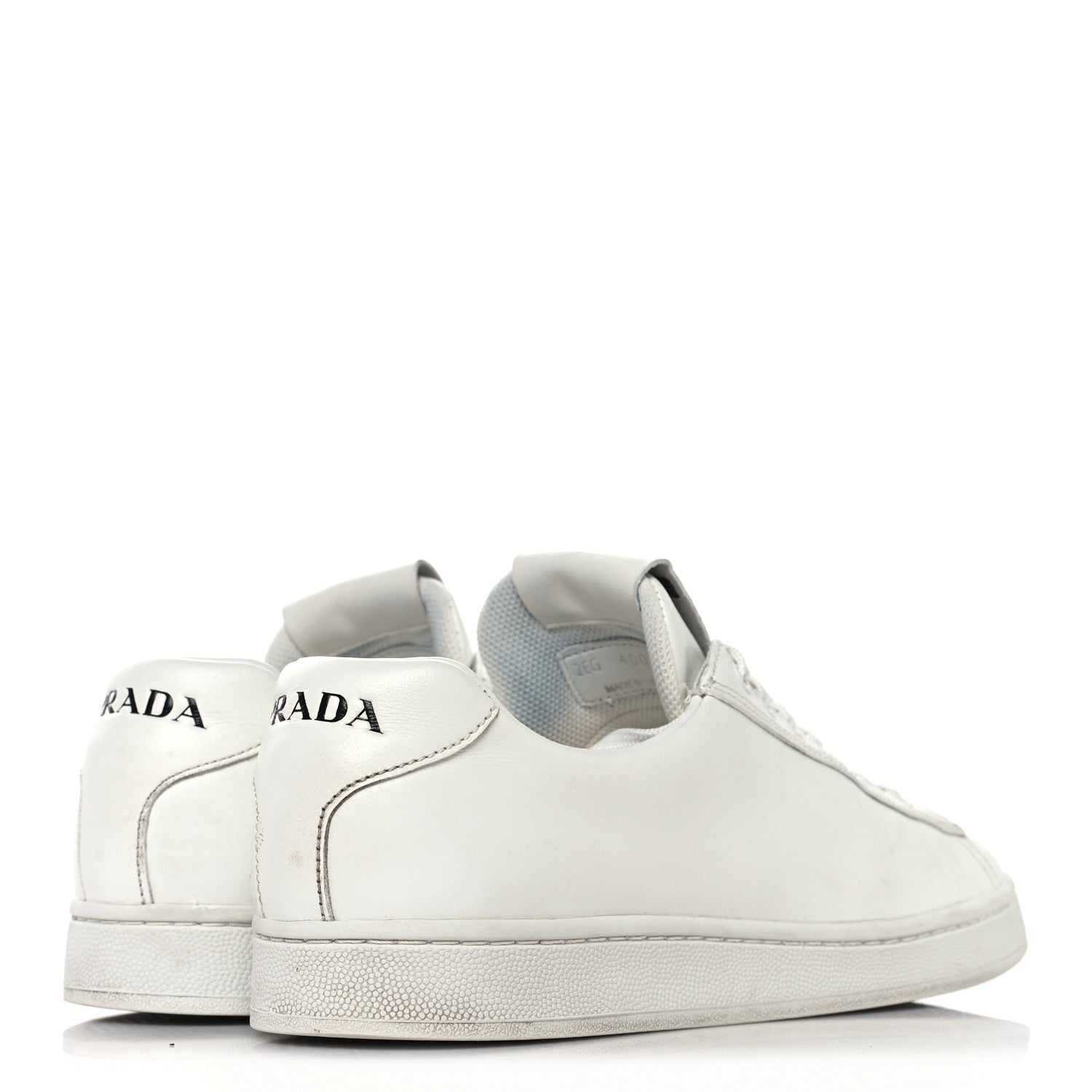 Prada Vitello Mens Logo Low Top Sneakers 43 White