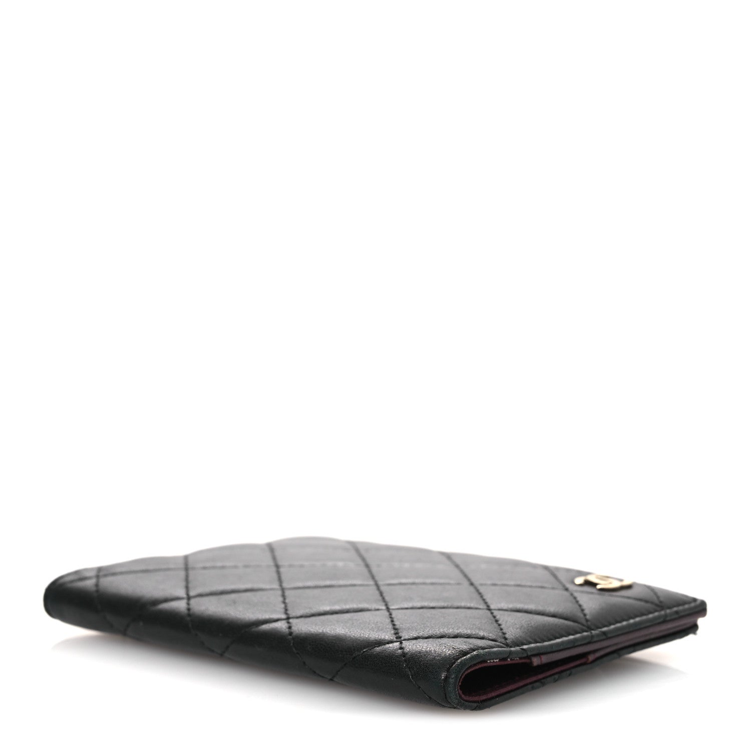 Chanel Lambskin Quilted Passport Holder Black