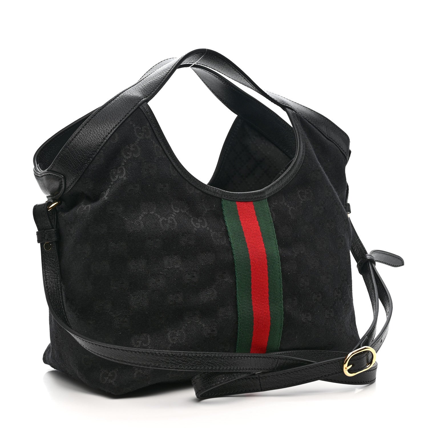Gucci Denim GG Monogram Web Small Giglio Tote Black