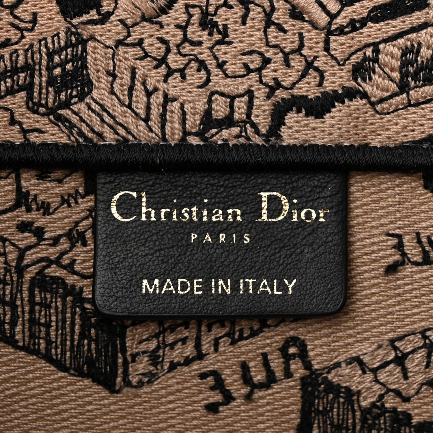 Christian Dior Canvas Embroidered Medium Plan De Paris Book Tote Beige Multi