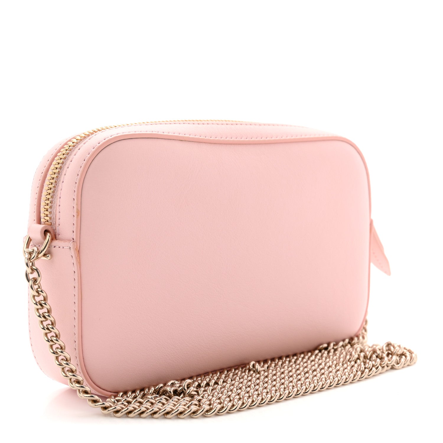 Gucci Dollar Calfskin Enamel Super Mini GG Marmont Chain Shoulder Bag Light Pink Blue